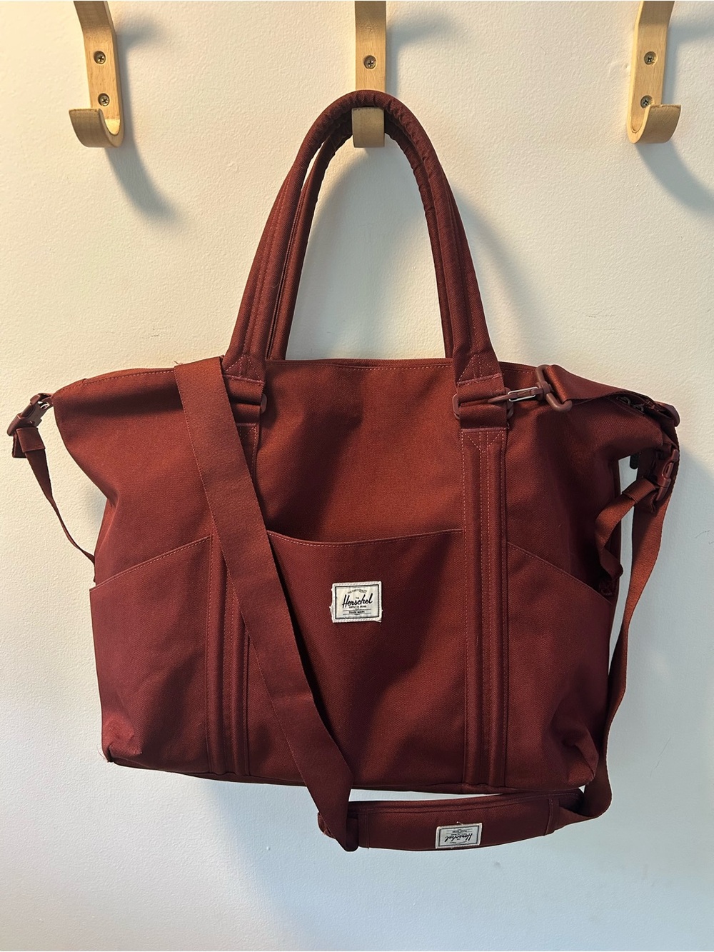 Herschel Maroon Canvas Diaper Bag